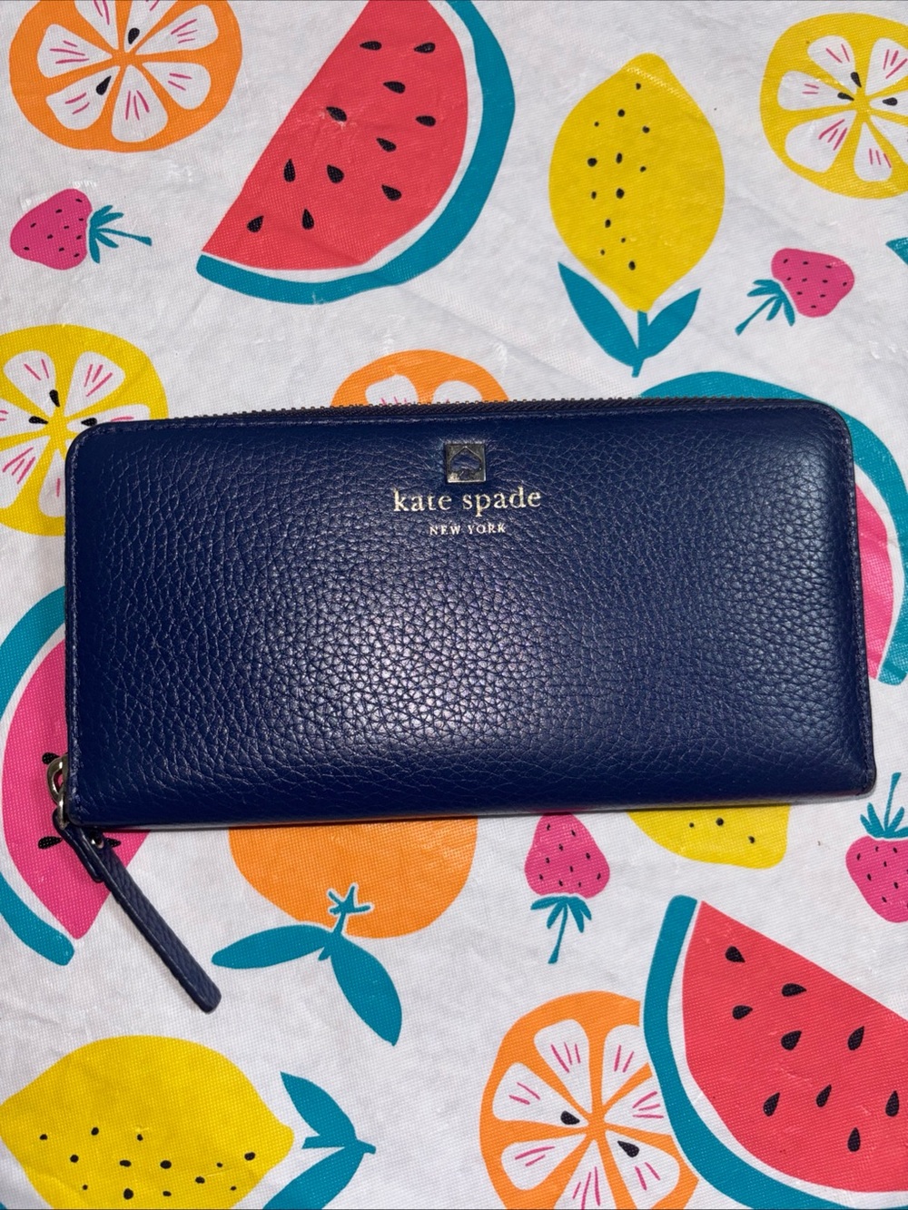 Kate Spade New York Navy Blue NWOT Pebbled Leather Wallet
